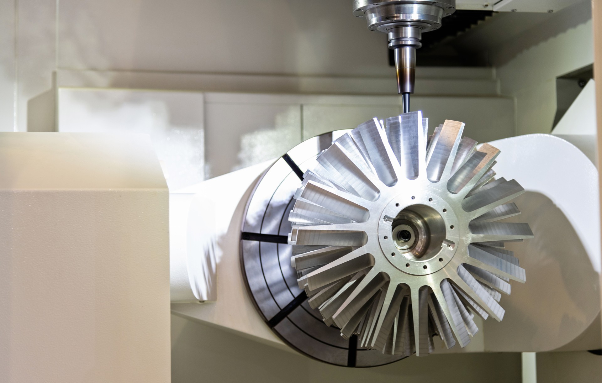 Close up of CNC milling machine